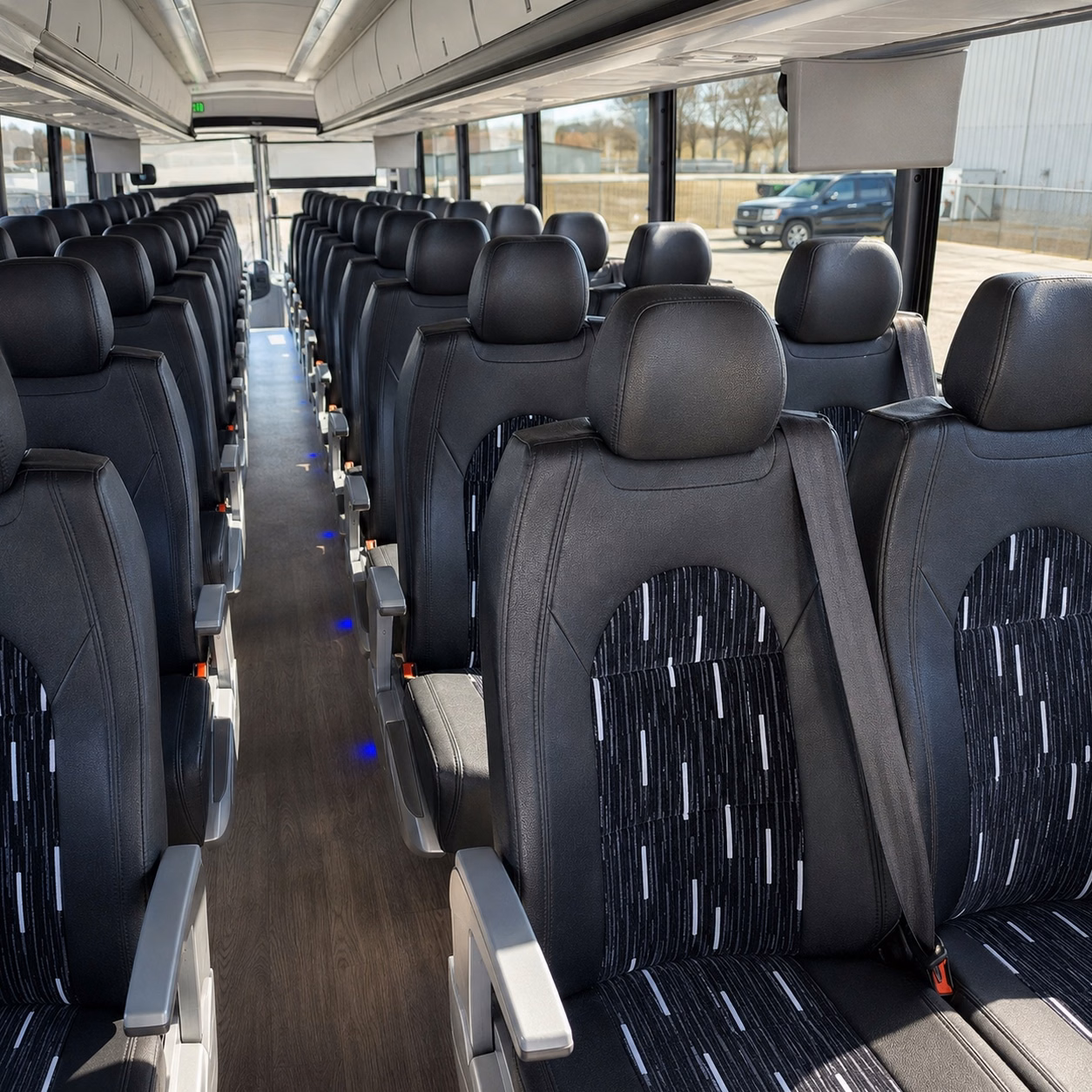 56 passenger charter bus inside